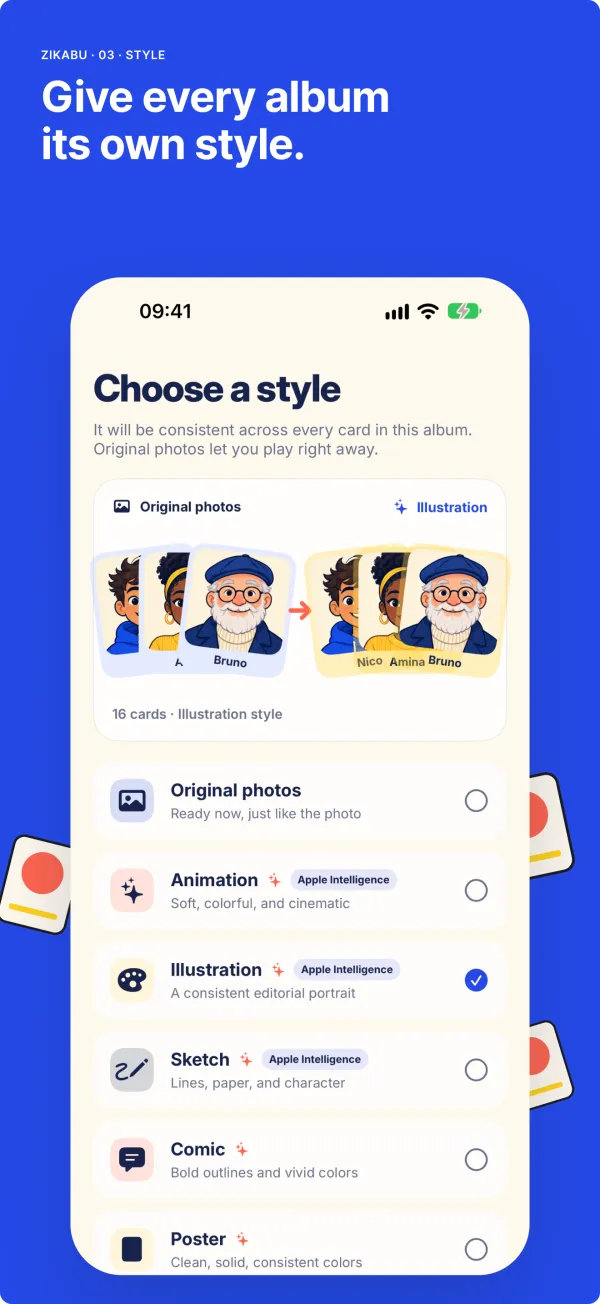 Choosing the style of a personal album in Zikabu