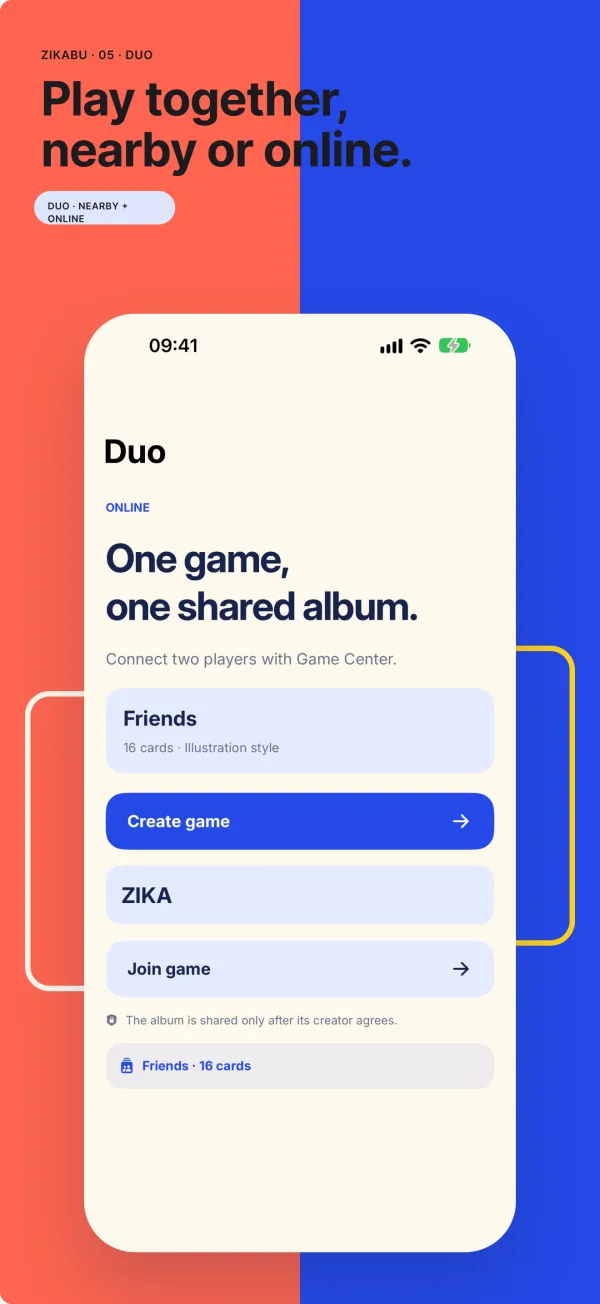 Online Duo game in Zikabu through Game Center